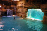 Hidden aquariums at a slide exit