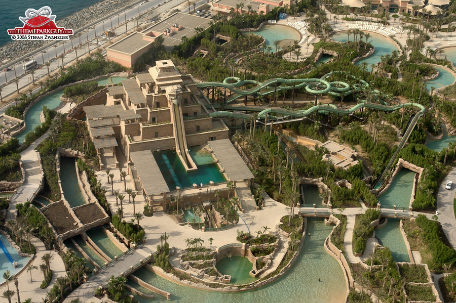 Aquaventure water park slide tower aerial