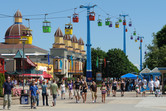 Cedar Point main street and cable car