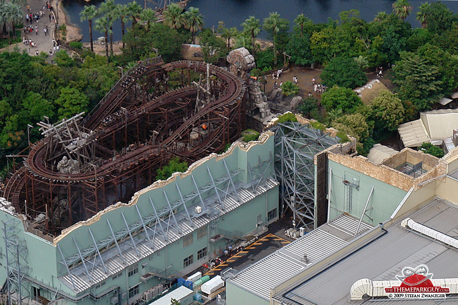 Raging Spirits roller coaster, next to Indiana Jones