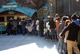 Queuing for a drink