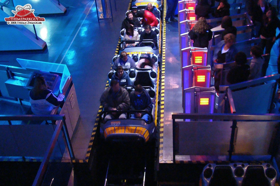 Space Mountain roller coaster station