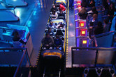 Space Mountain roller coaster station