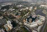 Disney's California Adventure in the foreground, Disneyland in the background