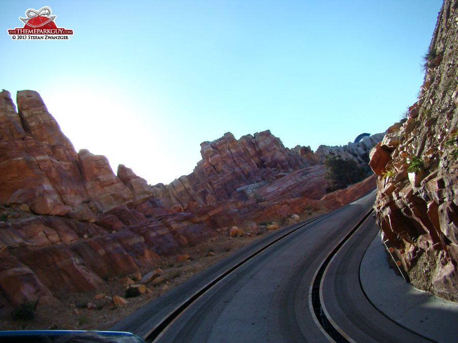 Slot car acceleration climax, similar to Epcot's Test Track