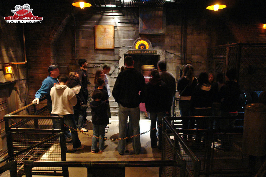 Boarding the indoor free-fall tower