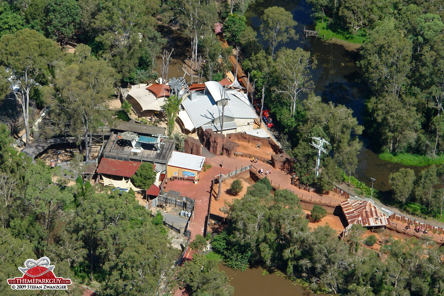 Aerial view of Dreamworld's zoo area