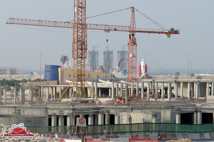 Dubailand sales center seen through F-1 X construction