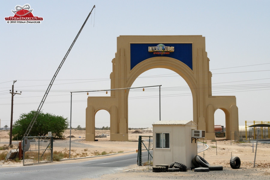 Universal Studios gate leading to the former site office