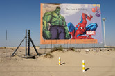 Marvel theme park billboard