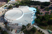 Aerial shot of the Living Seas aquarium building