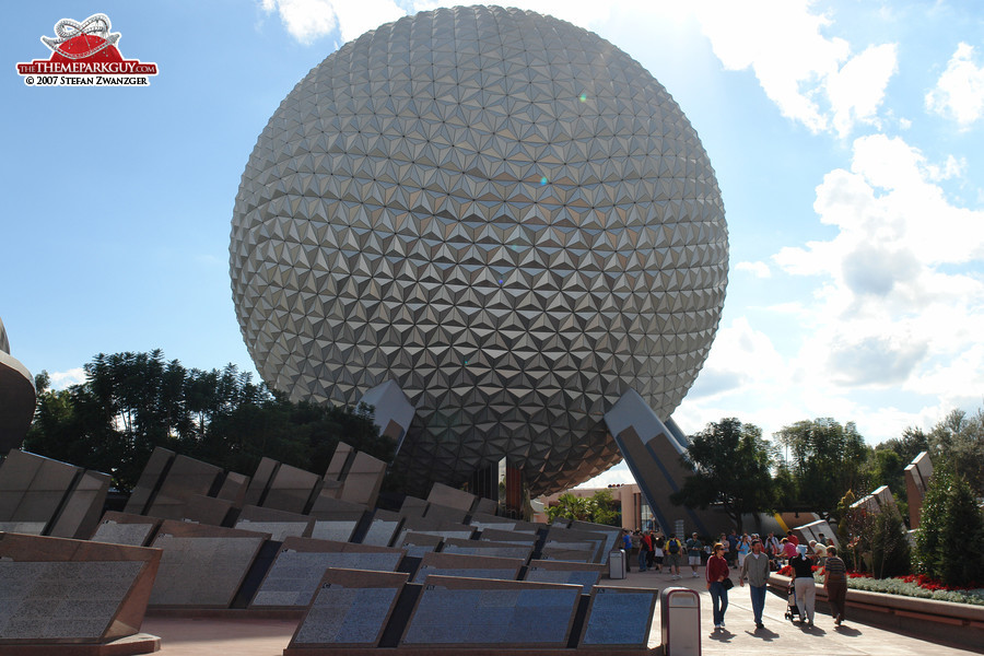 Epcot's landmark, the Spaceship Earth globe