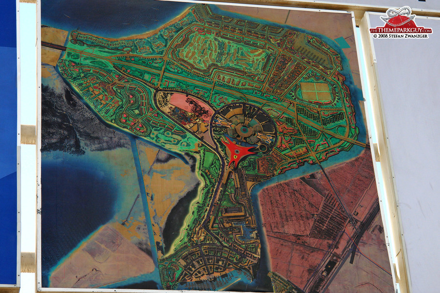 Featuring a map of the Yas Island development