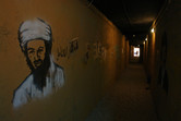 Osama bin Laden in dark corridors