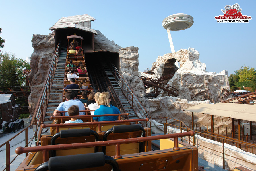 Mine train, with look-out in the background