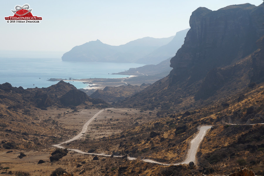 Empty road to Fazayah beach