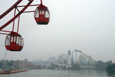 Ferris wheel with factory smog view