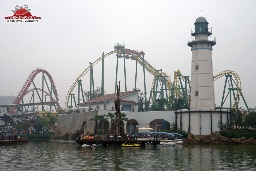 Lighthouse and coaster in the smog