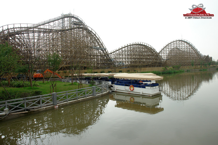 Huge wooden roller coaster