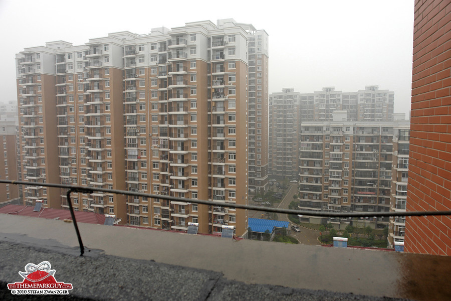 Residential skyscrapers opposite the site