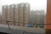 Residential skyscrapers opposite the site