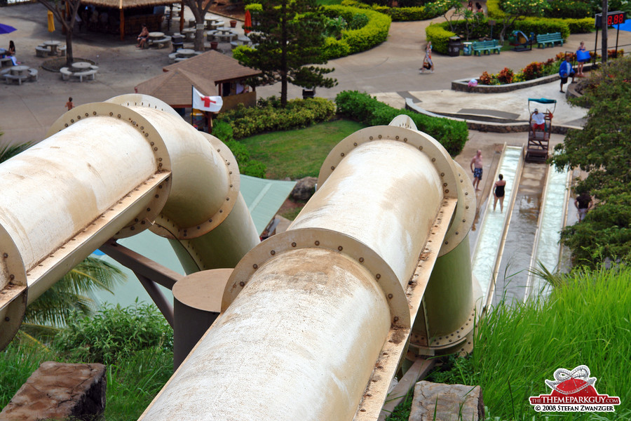 Body slides seen from the top of the hill