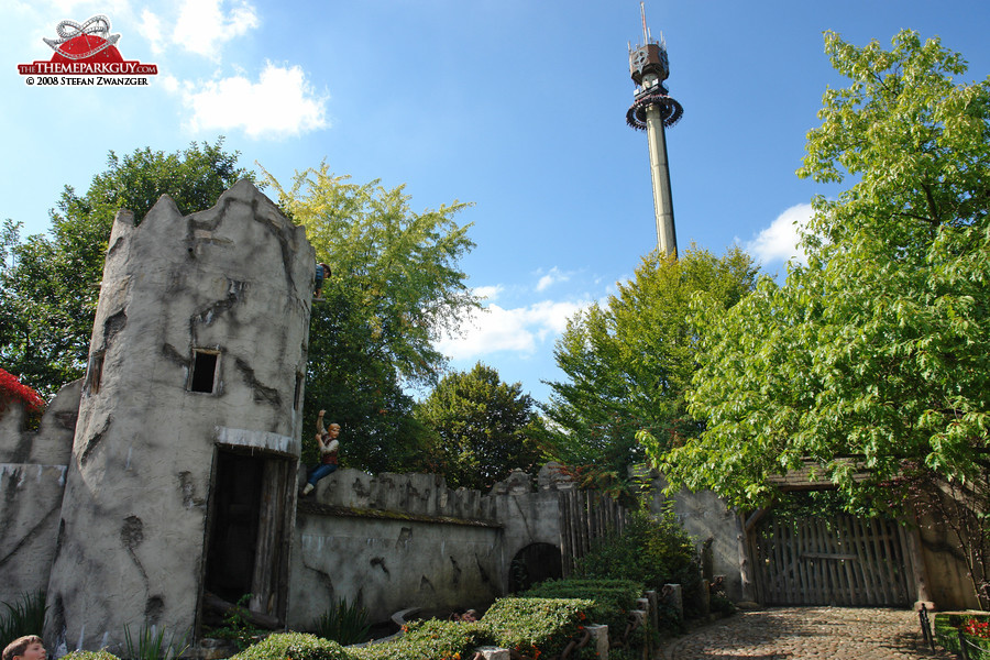 Drop tower in the background