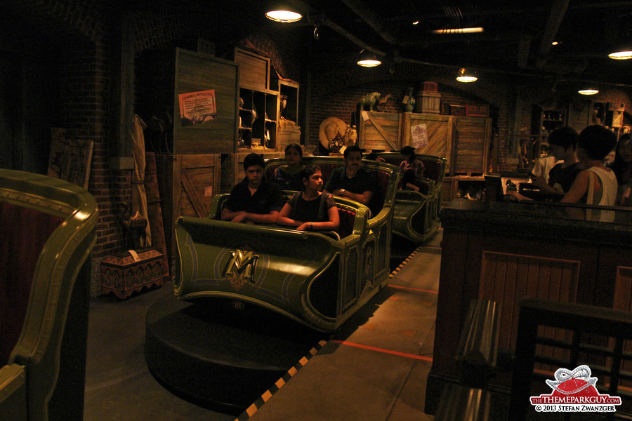 Mystic Manor trackless ride vehicles