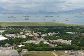 Disneyland, with Hong Kong in the background