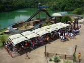 Can you believe it? This is the queue to that undersized flume ride behind.