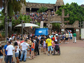 Queues to the park's main roller coaster