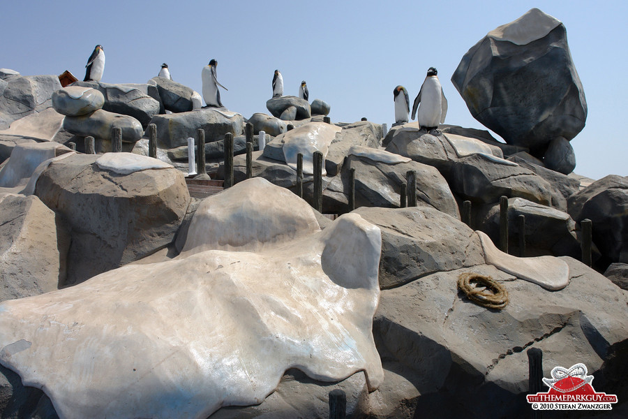 Rock work and penguins