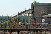 Flume ride lift hill with viewing platform