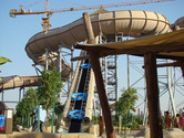 Family rafts on conveyor belt