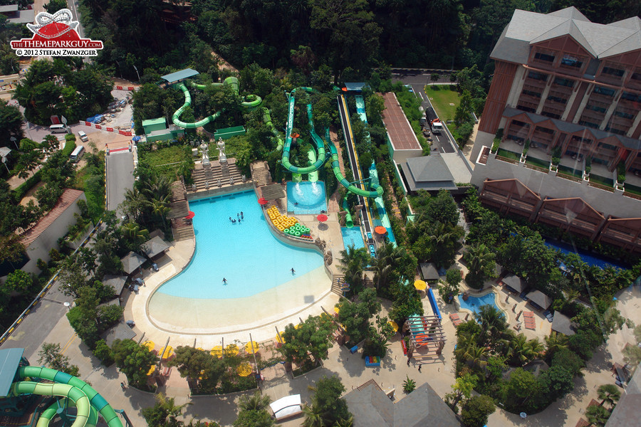 Wave pool and main slide section of the park