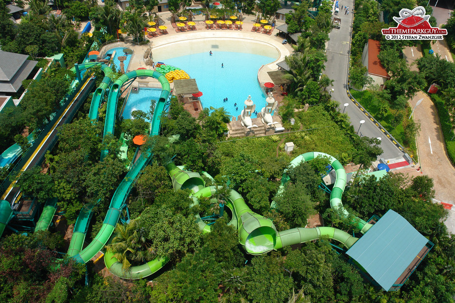 Adventure Cove Waterpark slides and wave pool