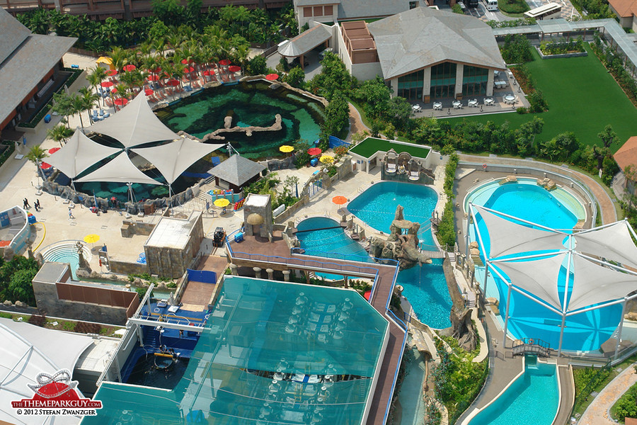 Snorkeling reef (left) and playground pool (right)