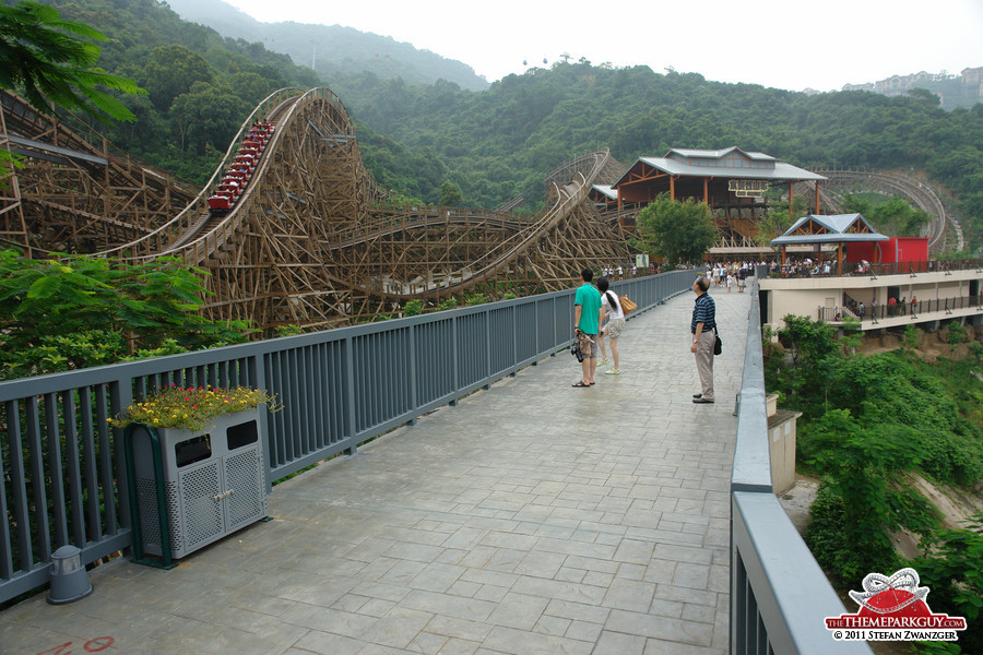 The park's newest addition: a wooden roller coaster