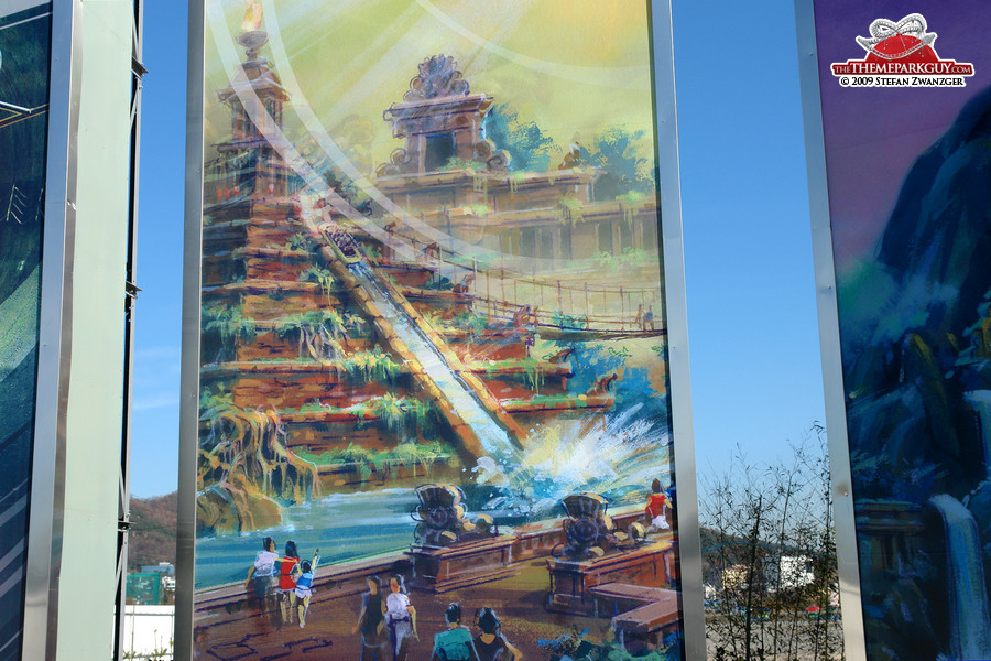 Mayan flume ride in the center of the park