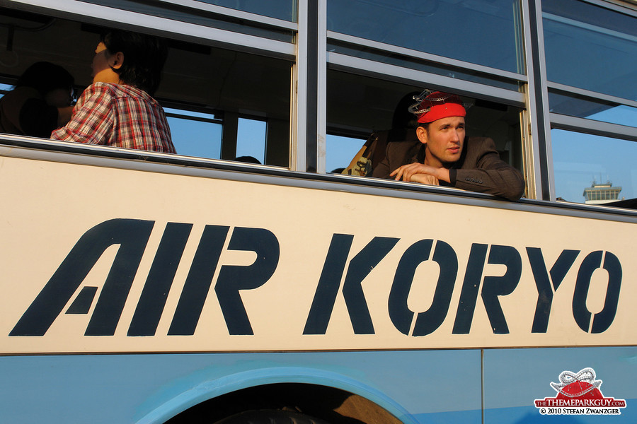 Arriving at Pyongyang airport