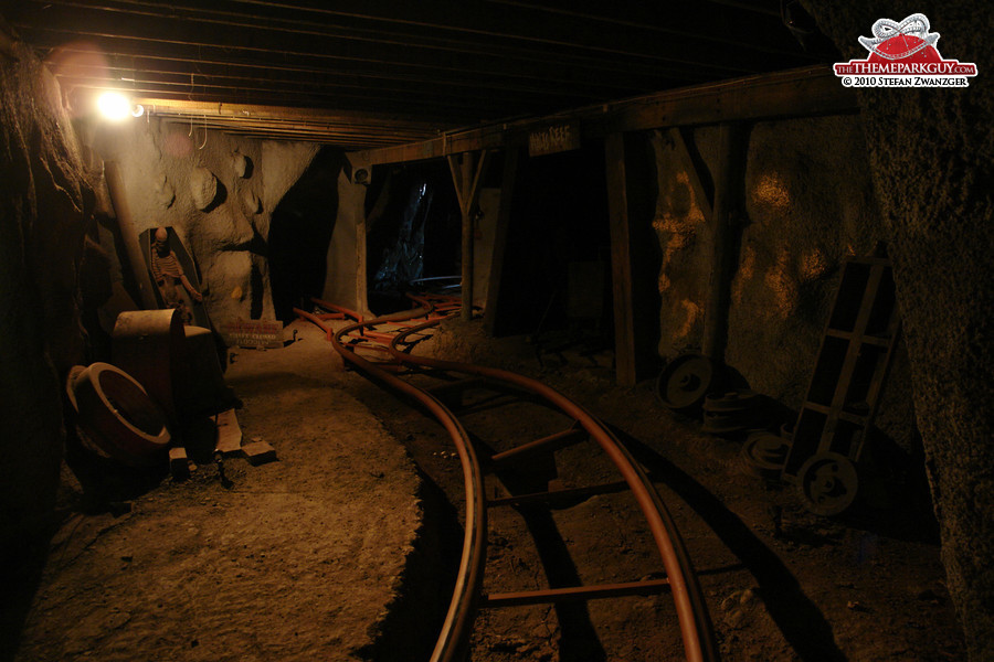 Charming indoor sections of the mine coaster