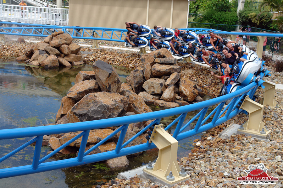 Motorbike-shaped launch roller coaster