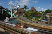 Flume ride, cable car, volcano, roller coaster