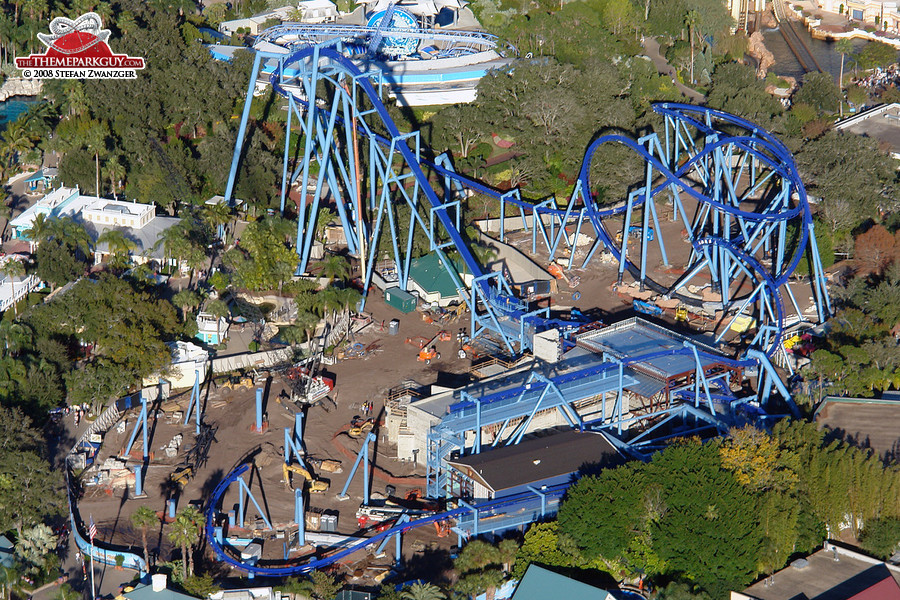 Manta flying coaster under construction from above