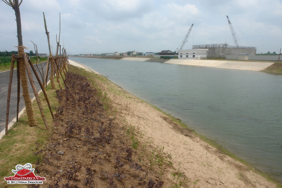 The completed moat surrounding the Shanghai Disney site