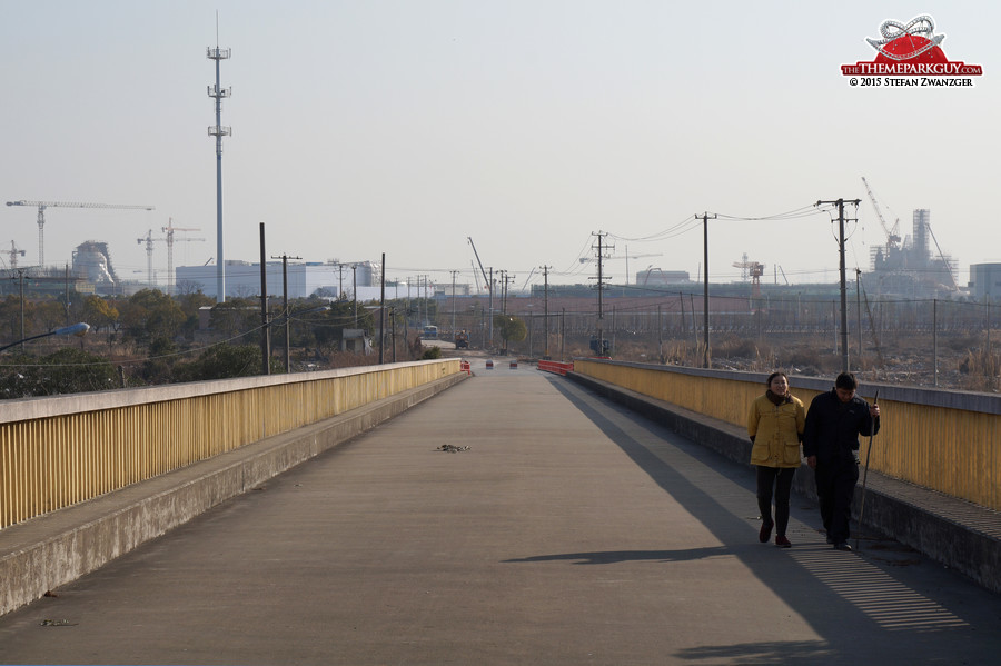 Shanghai Disneyland panorama from behind Fan's shophouse