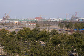 Shanghai Disney castle on the left, Roaring Rapids on the right