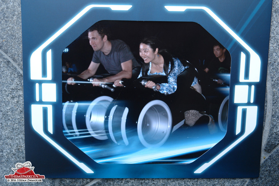 My Chinese friend Karen and I on the Tron coaster