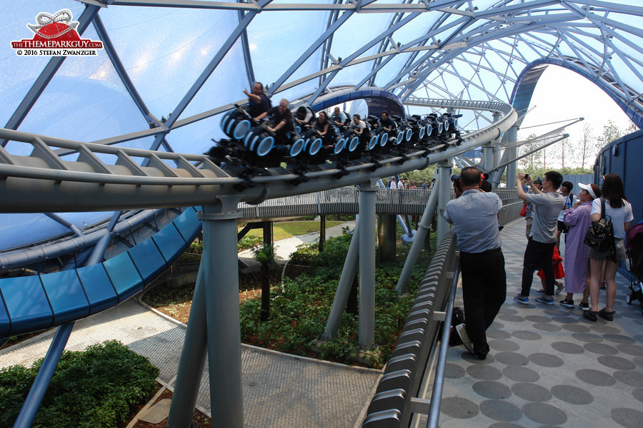 Tron motorbike roller coaster