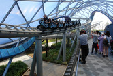 Tron motorbike roller coaster